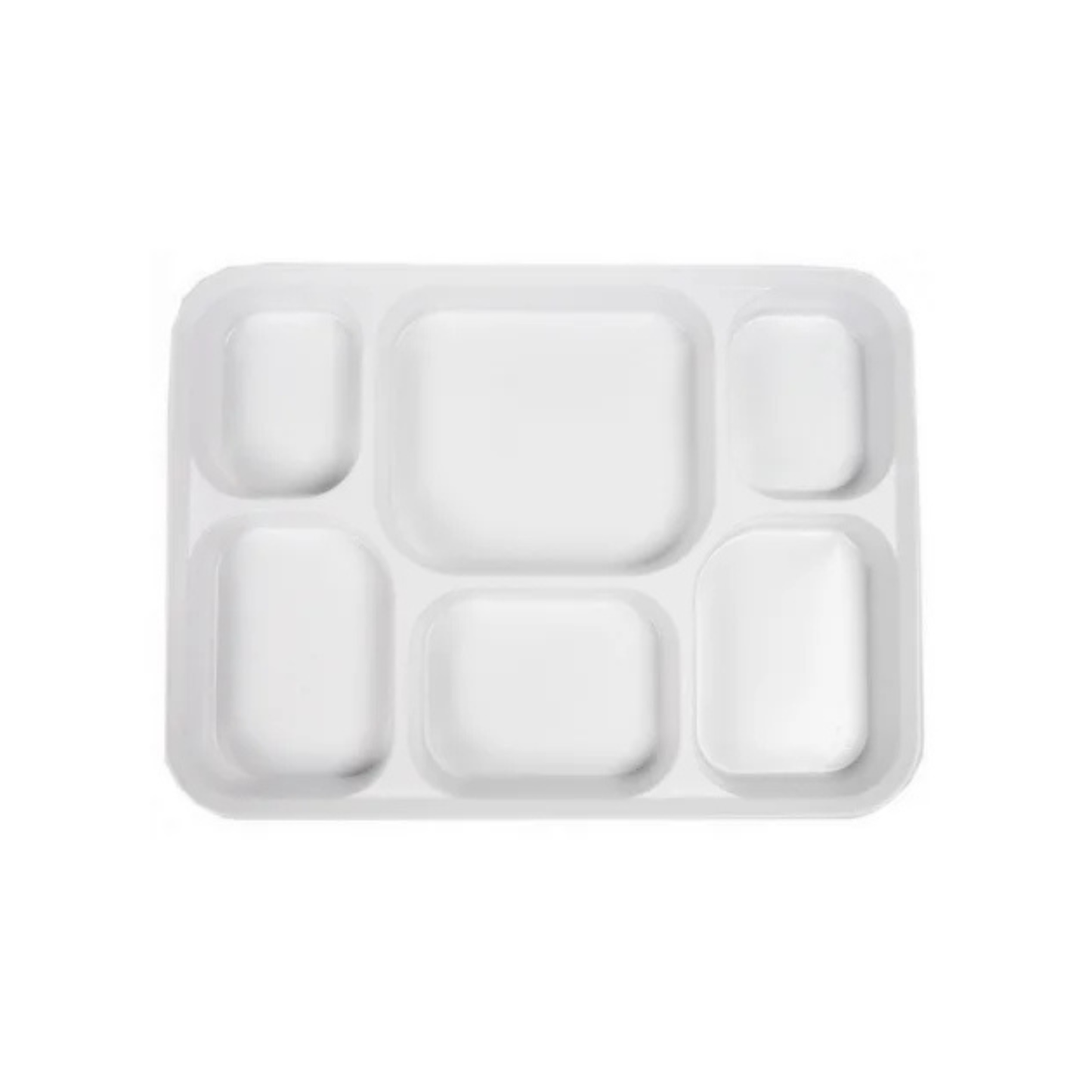 25 x Reusable Rectangular 6 Section Food Party Tray Thali Plastic 31 x 23cm