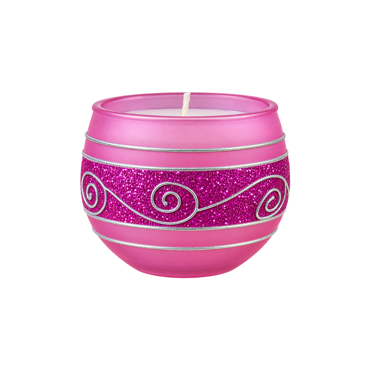 Decorative Blue Glass Wax Candle Diya, 7cm Round Festive Candle for Diwali