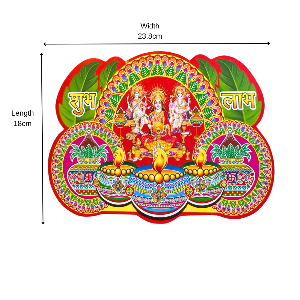 2 x Lakshmi Ganesh Saraswati Shubh Labh Diwali Stickers Door Wall 18x23.5cm