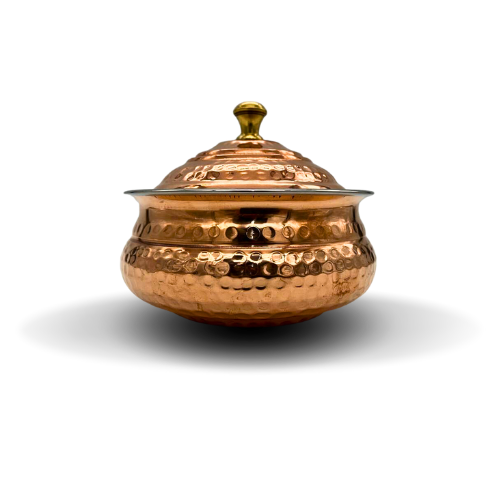 Copper and Stainless Steel Serving Dish with Lid - 14.5CM