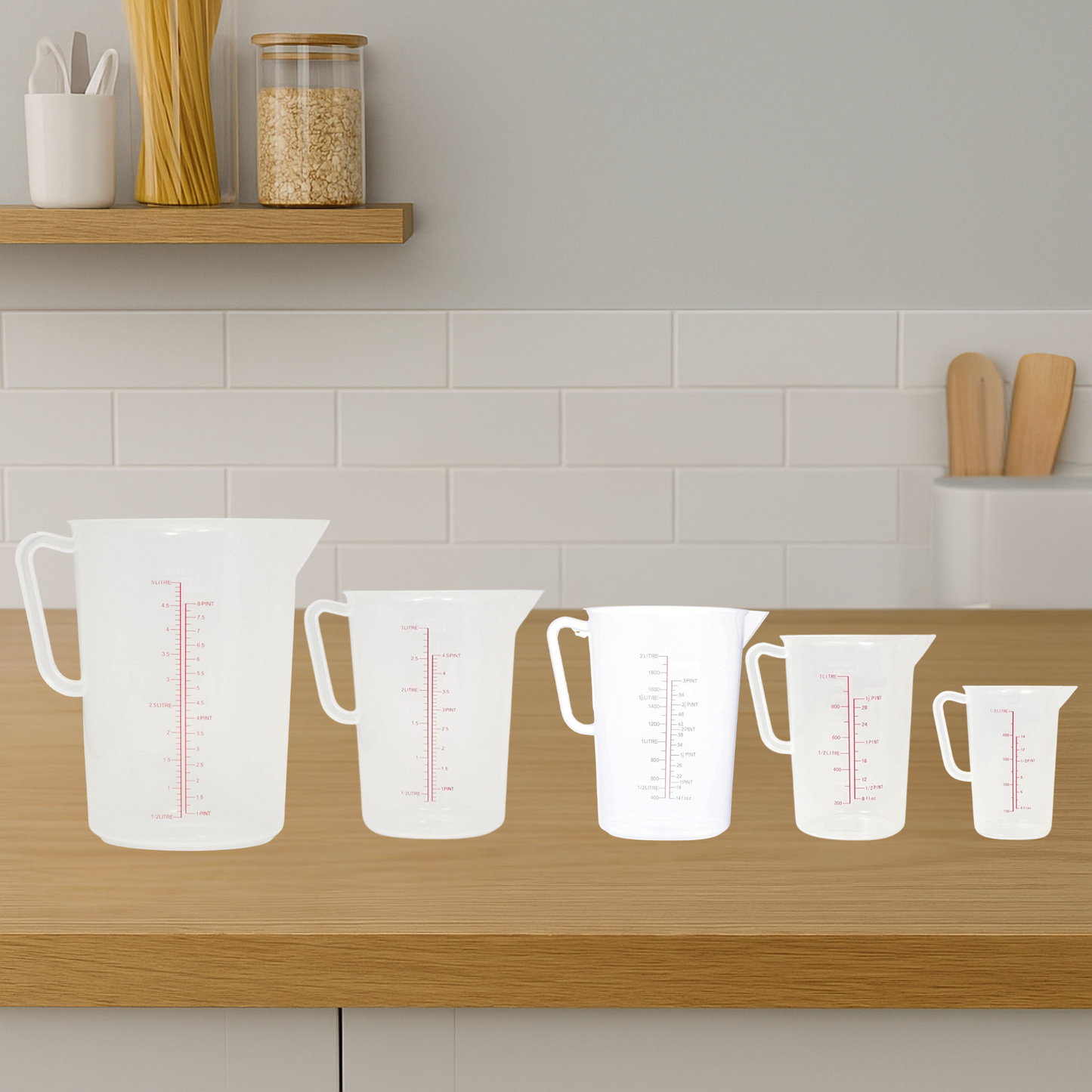Measuring Jug Plastic Kitchen Bar Polypropylene Measuring Jug 0.5/1/2/3/5Ltr
