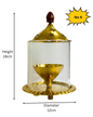 Brass Jyoti Diya Oil / Ghee Lamp with Glass Cover & Lid Traditional Pooja Lamp for Mandir Temple Prayer Room Diwali Decoration Hindu Religious Jyot (Sold Individually, Multiple Sizes)