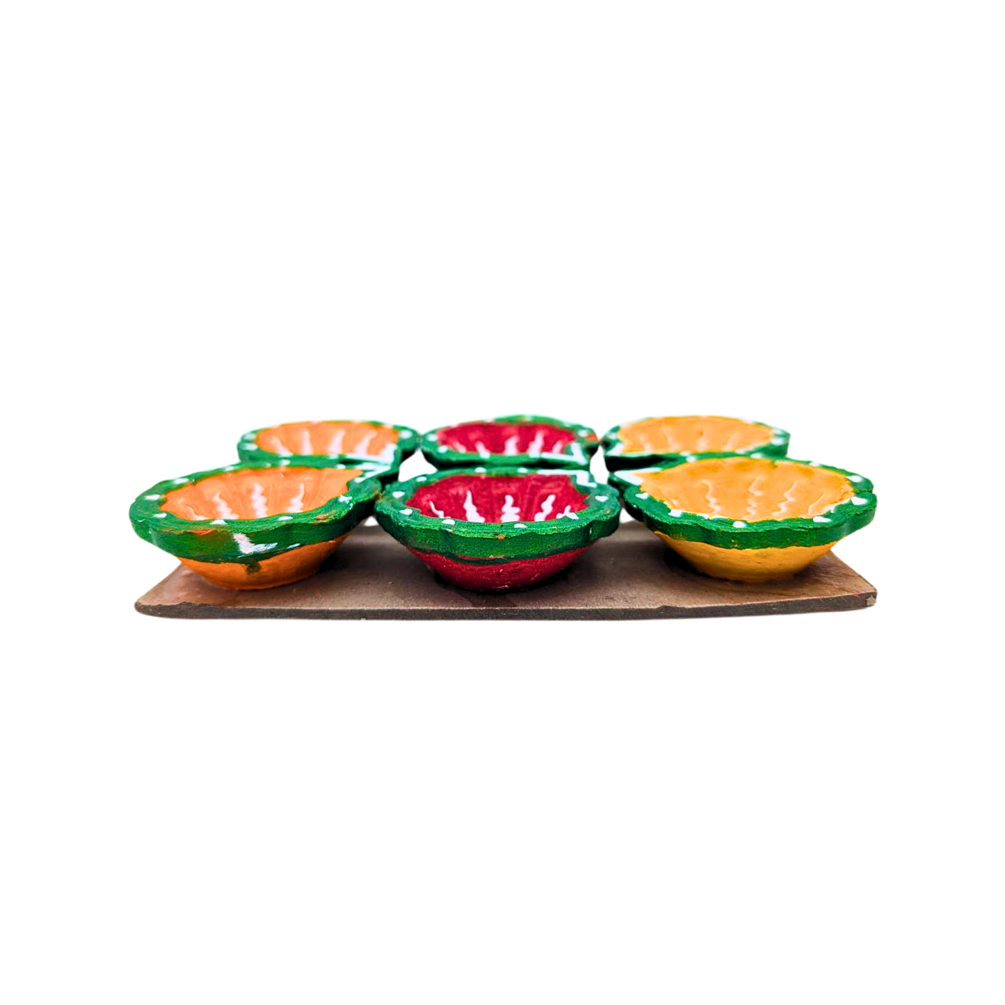 Handmade & Handpainted Clay Diya - Set of 6