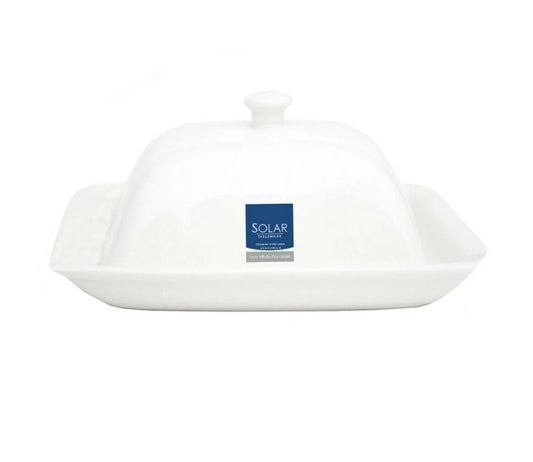 White Porcelain Butter Dish With Lid Cover - Butter Storage Serving Tray Container