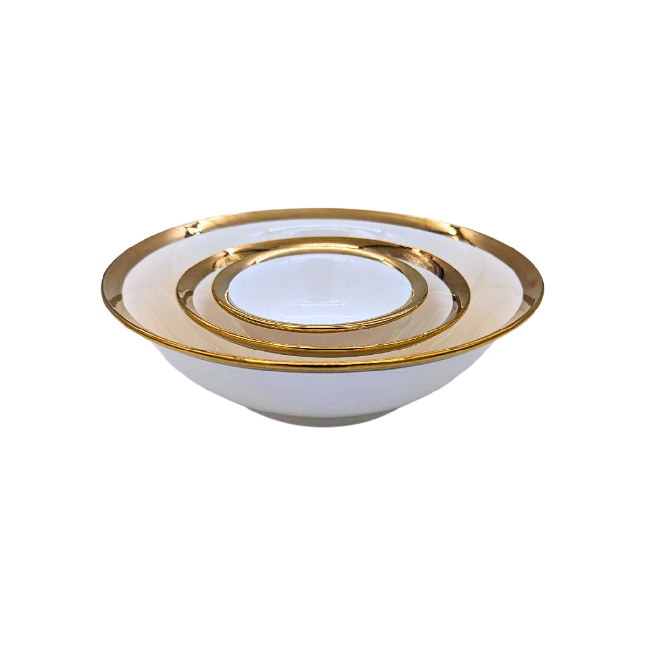 Luxurious White and Gold Plain Border Crockery Bowls - Available in 11cm, 15cm, and 22cm