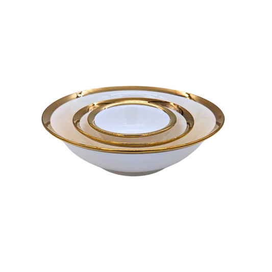 Luxurious White and Gold Plain Border Crockery Bowls - Available in 11cm, 15cm, and 22cm