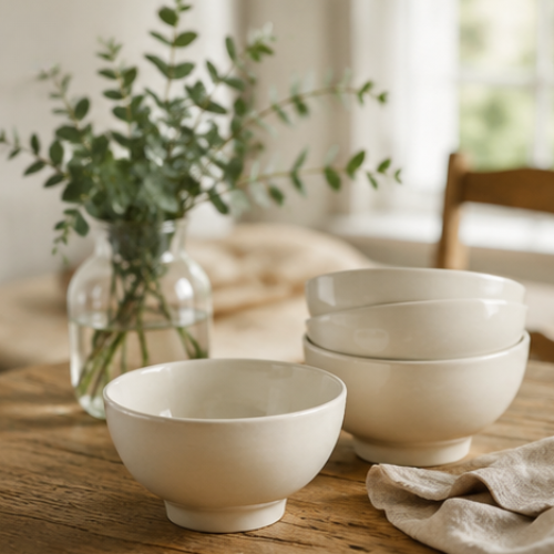 6 X Small Cream Ceramic Bowls 11.5cm Rice Soup Dessert Side Dish Serving Bowls