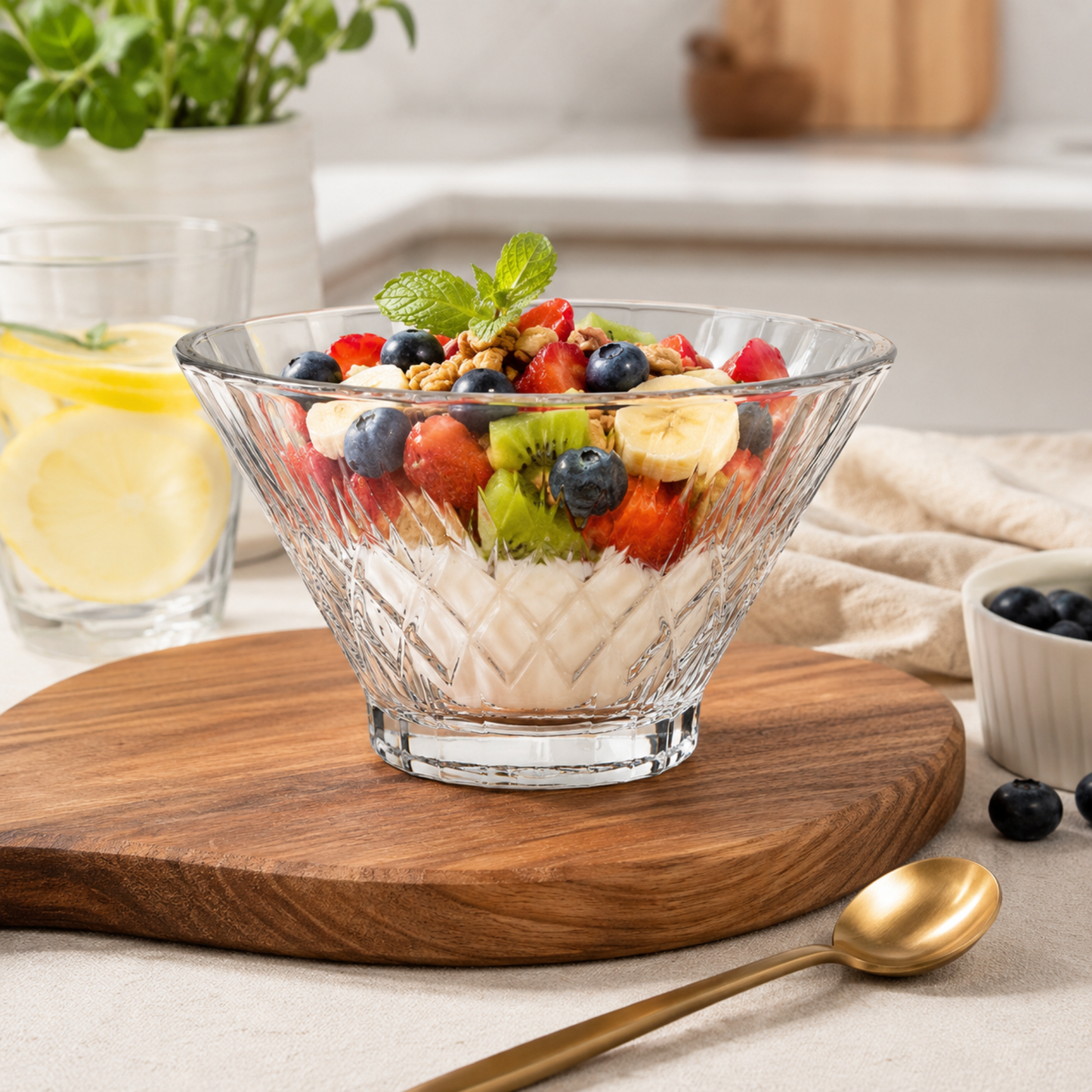 Set of 6 Clear Glass Dessert Bowls 12cm Serving Bowls for Fruit Ice Cream Cereal