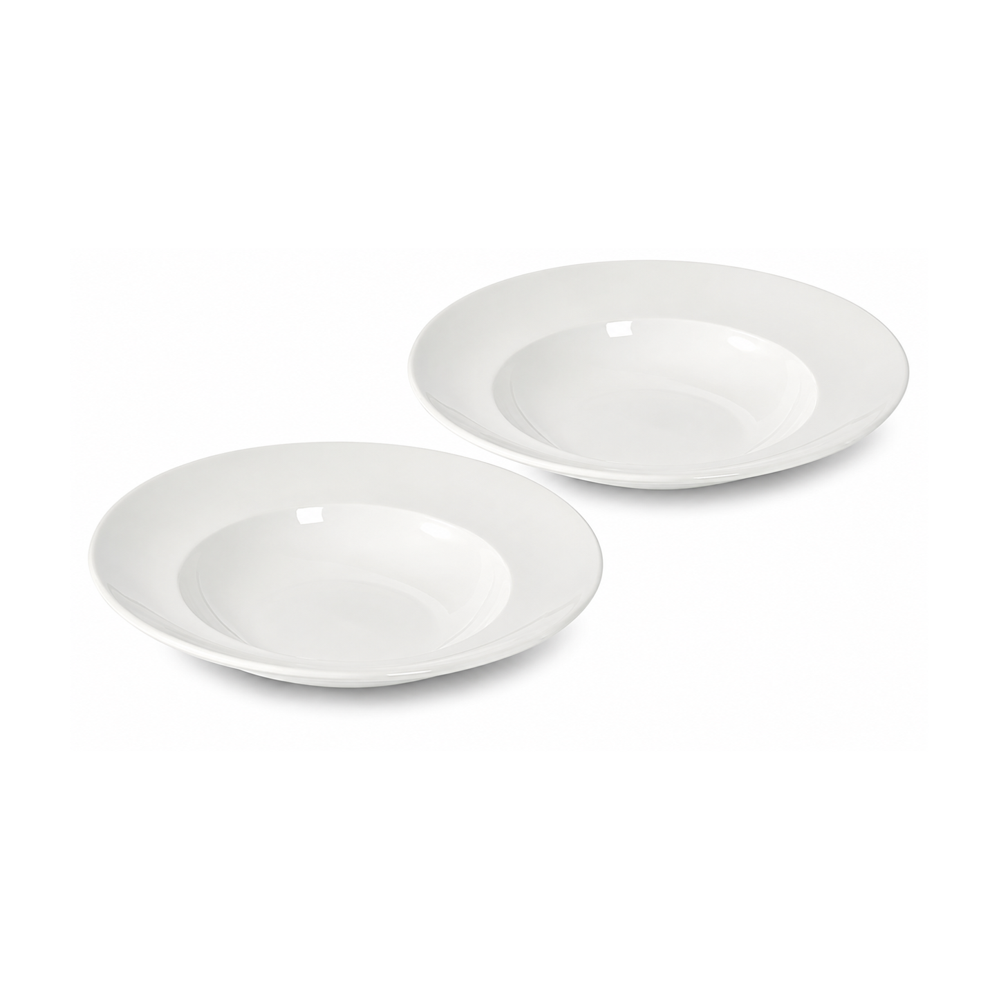 Pasta Plates Set of 2, 30cm White Porcelain Wide Rim Pasta Bowls