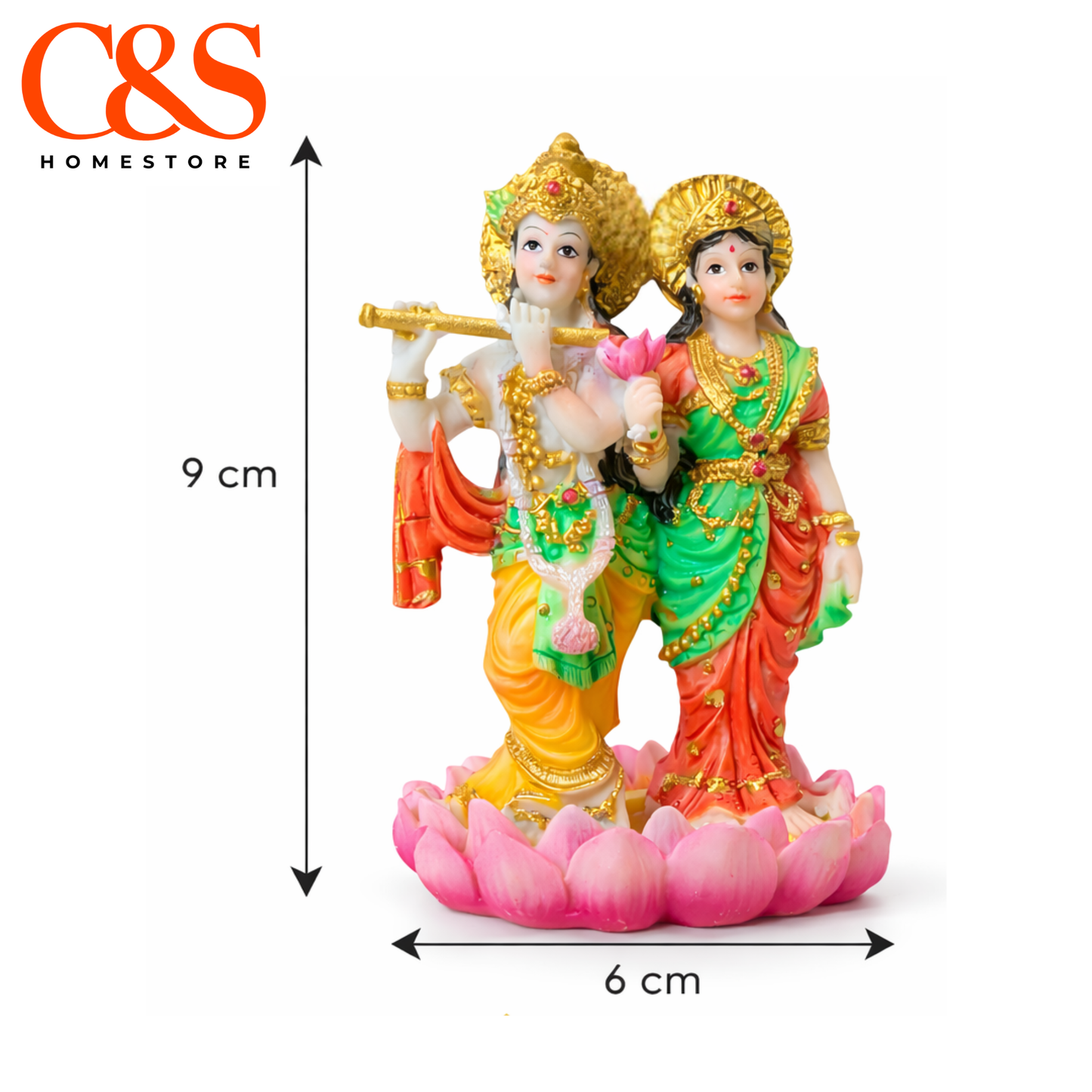 Radha Krishna Idol Resin 9cm Decorative Hindu God Statue for Home Mandir