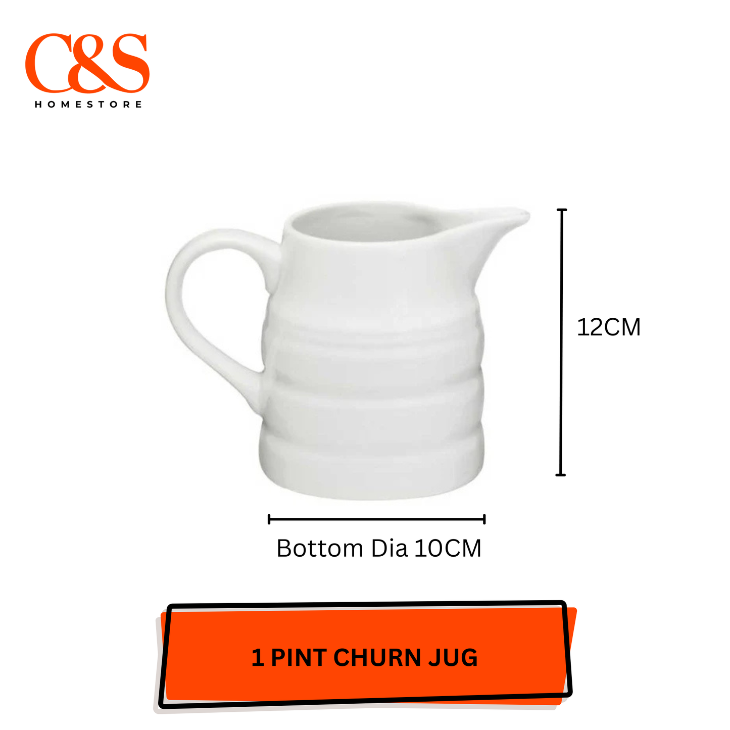 White Ceramic Milk Churn Jug 1 Pint – Classic Farmhouse Cream & Milk Server