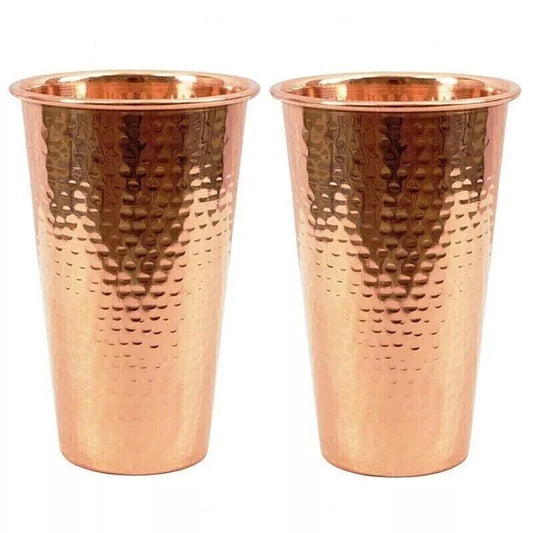 Set of 2 Pure Copper Hand-Hammered Drinking Glasses - No. 5