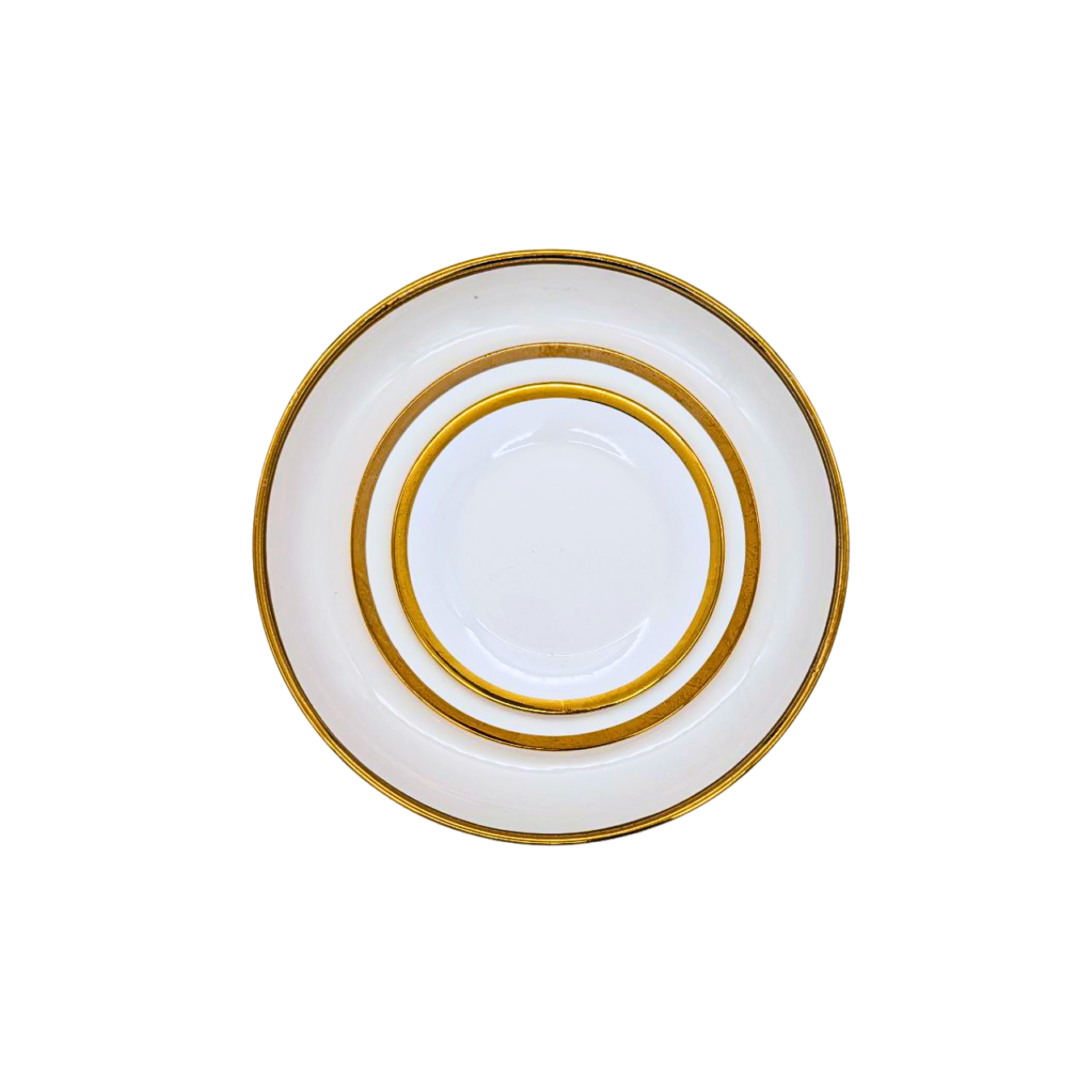 Luxurious White and Gold Plain Border Crockery Plates - Available in 20cm, 25cm, and 35cm