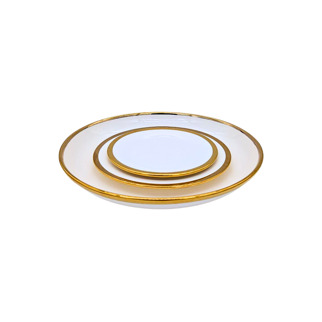 Luxurious White and Gold Plain Border Crockery Plates - Available in 20cm, 25cm, and 35cm