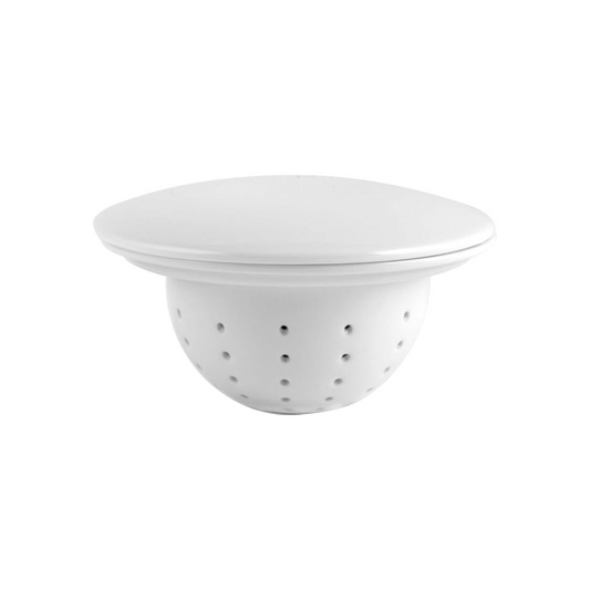 Ceramic Infuser with Lid - White - 12cm x 5cm