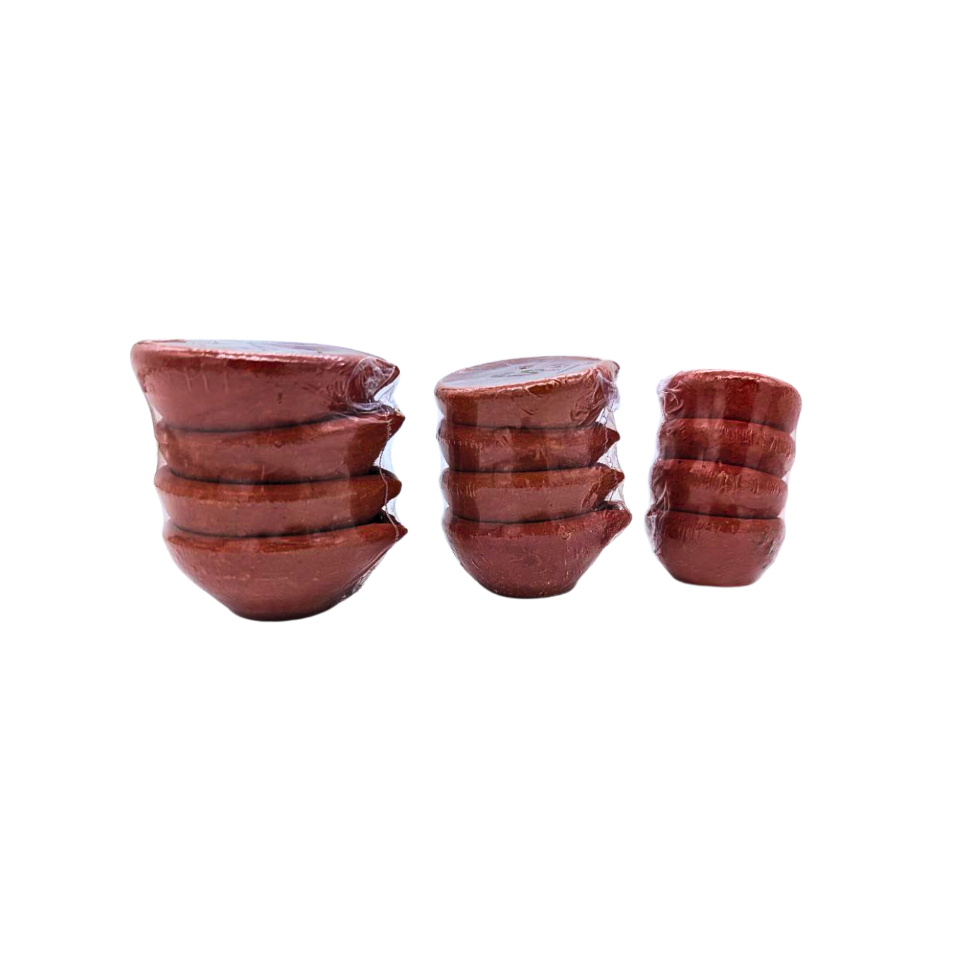 Set of 4 Handmade Clay Round Diyas – Available in 3 Sizes (6cm, 5cm, 4cm)