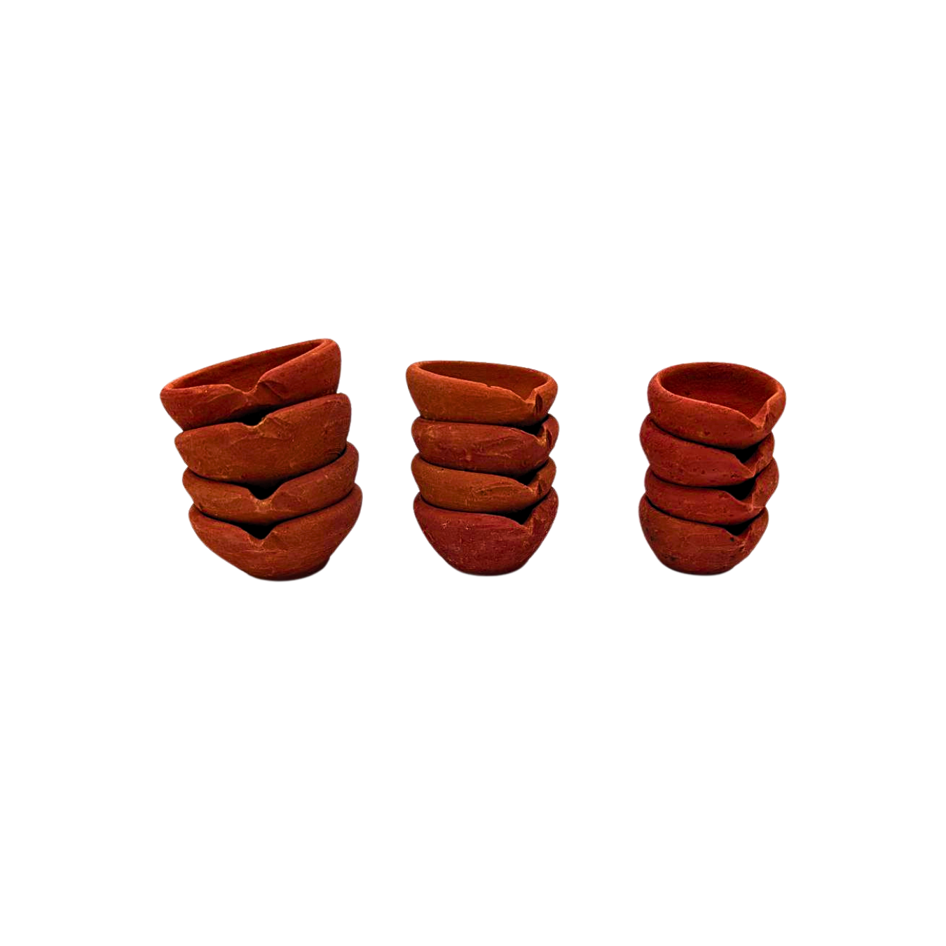 Set of 4 Handmade Clay Round Diyas – Available in 3 Sizes (6cm, 5cm, 4cm)