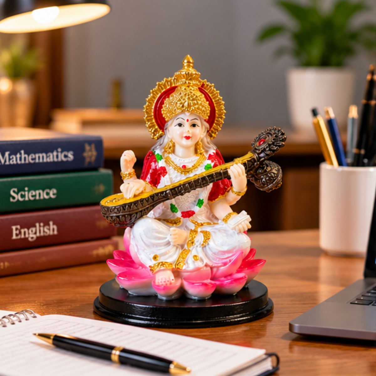 Saraswati Mata Ji Idol with Veena, Decorative Goddess Saraswati Statue