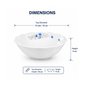 Set of 6 Porcelain Soup Bowls White with Blue Floral Design, Deep Cereal Bowls