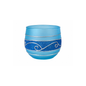 Decorative Blue Glass Wax Candle Diya, 7cm Round Festive Candle for Diwali
