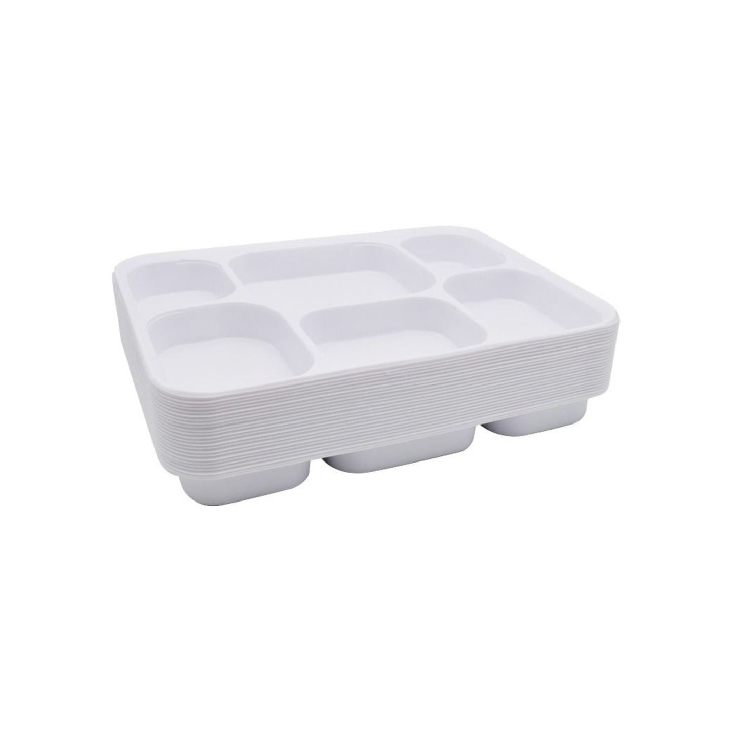 25 x Reusable Rectangular 6 Section Food Party Tray Thali Plastic 31 x 23cm