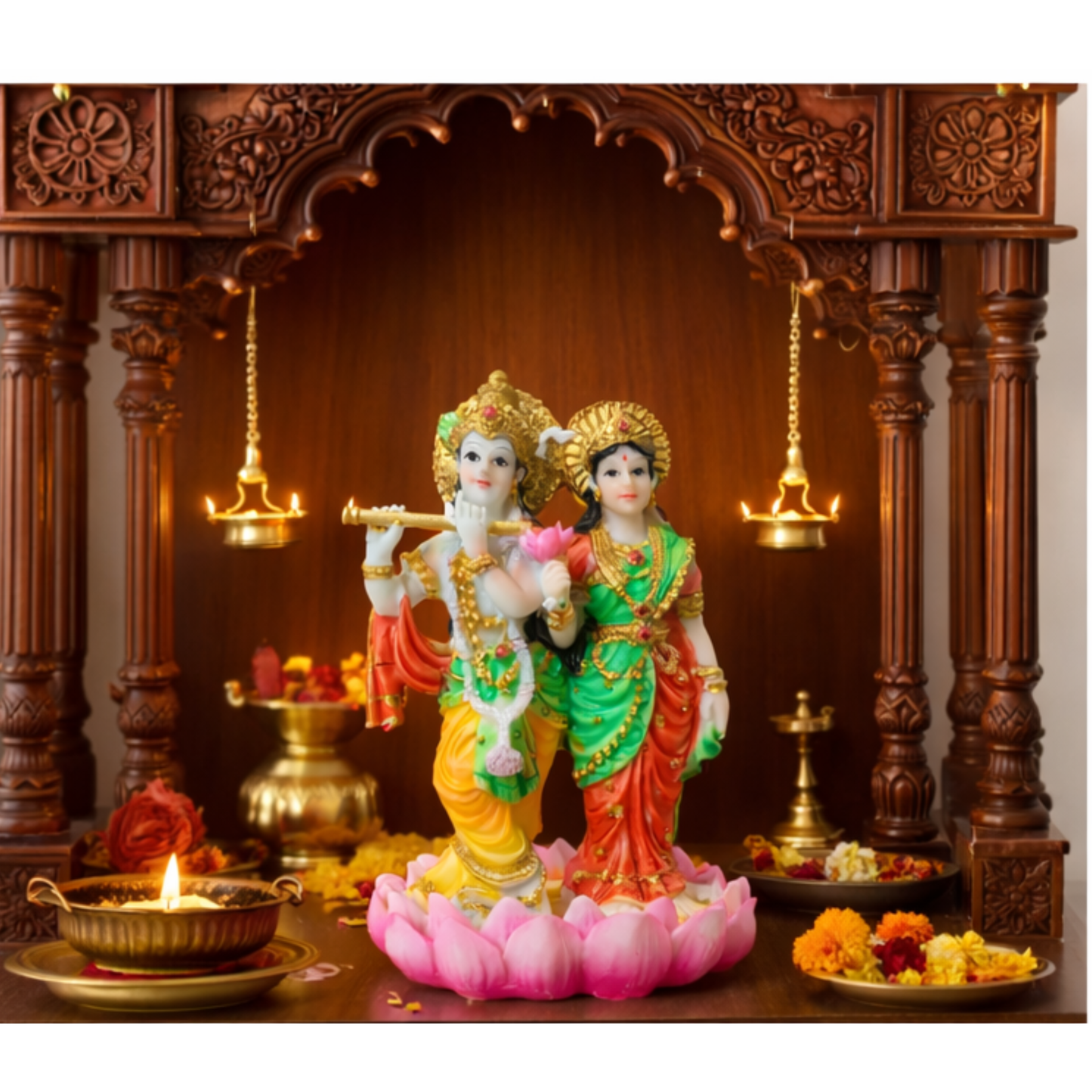 Radha Krishna Idol Resin 9cm Decorative Hindu God Statue for Home Mandir