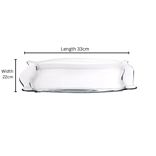 Rectangular Glass Serving Tray 34x22cm Clear Platter for Cakes Snacks Fruits