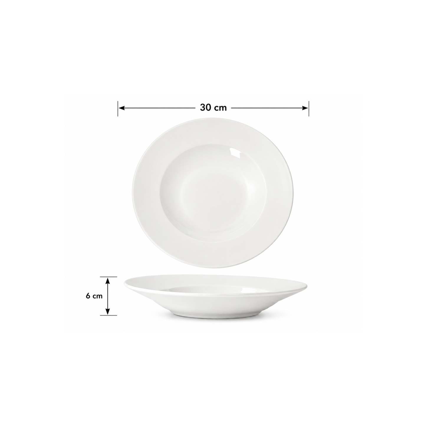 Pasta Plates Set of 2, 30cm White Porcelain Wide Rim Pasta Bowls