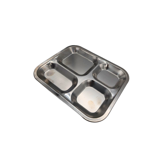 Stainless Steel Kids Food Tray – Two Variants: 4-Portion (21x25 cm) & 3-Portion (22x22 cm)