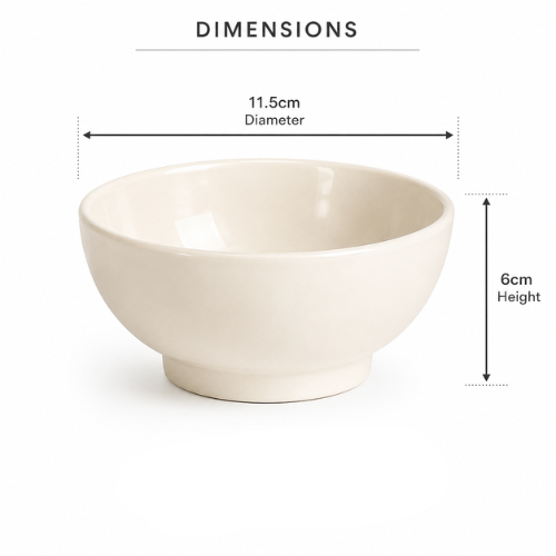 6 X Small Cream Ceramic Bowls 11.5cm Rice Soup Dessert Side Dish Serving Bowls