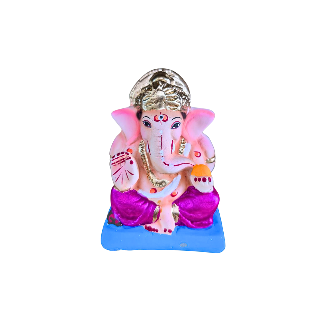 Handmade Clay Ganpati Idol – 9cm Width x 12cm Height