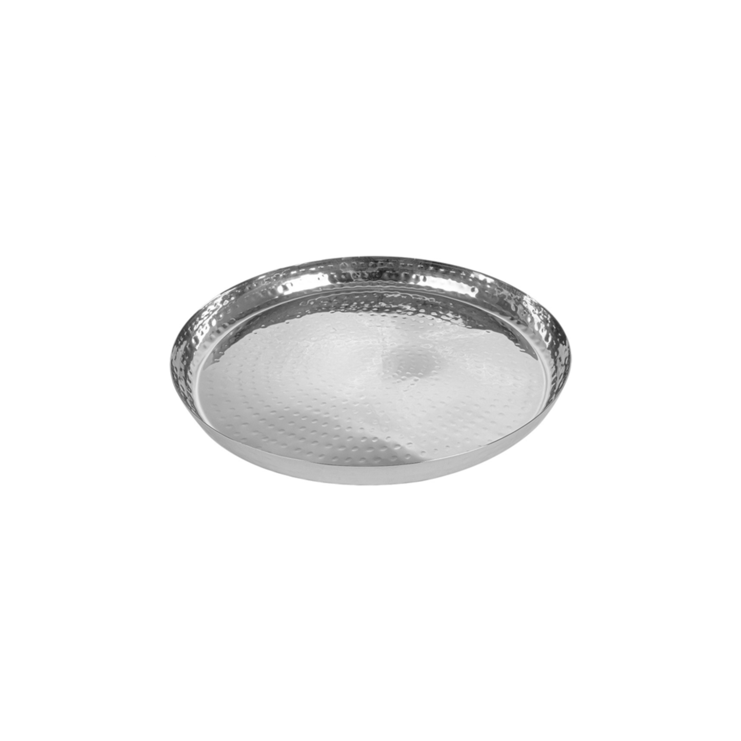 Stainless Steel Hammered Plate 28cm – Premium Round Serving & Dining Plate