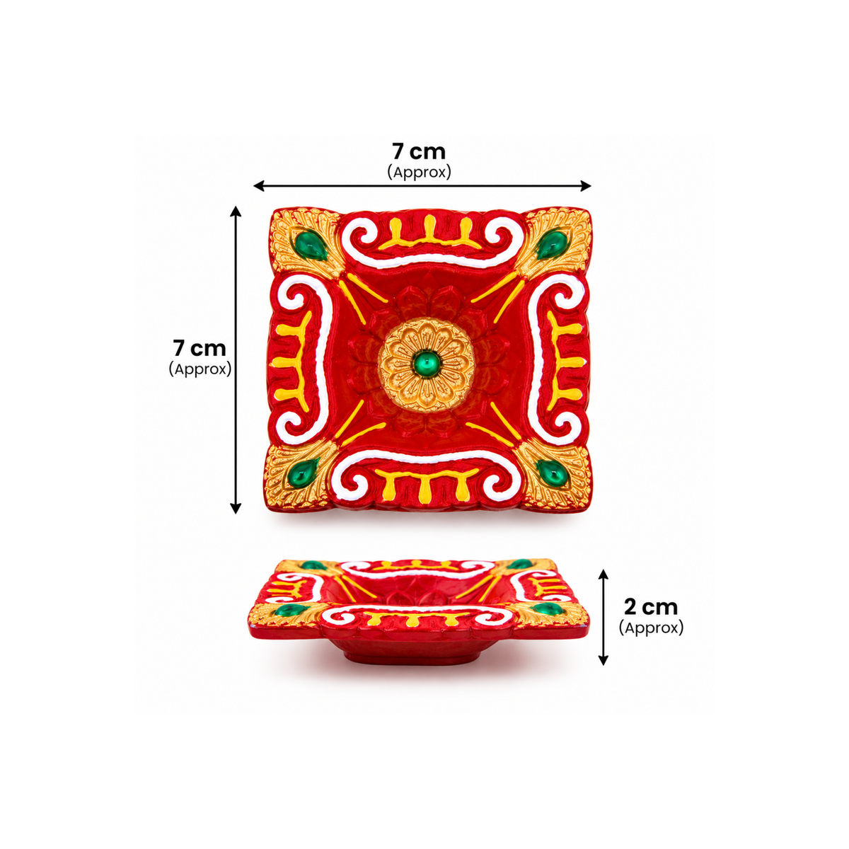 Handmade Clay Diya Set of 4 – Decorative Square Oil Lamps Approx. 7cm
