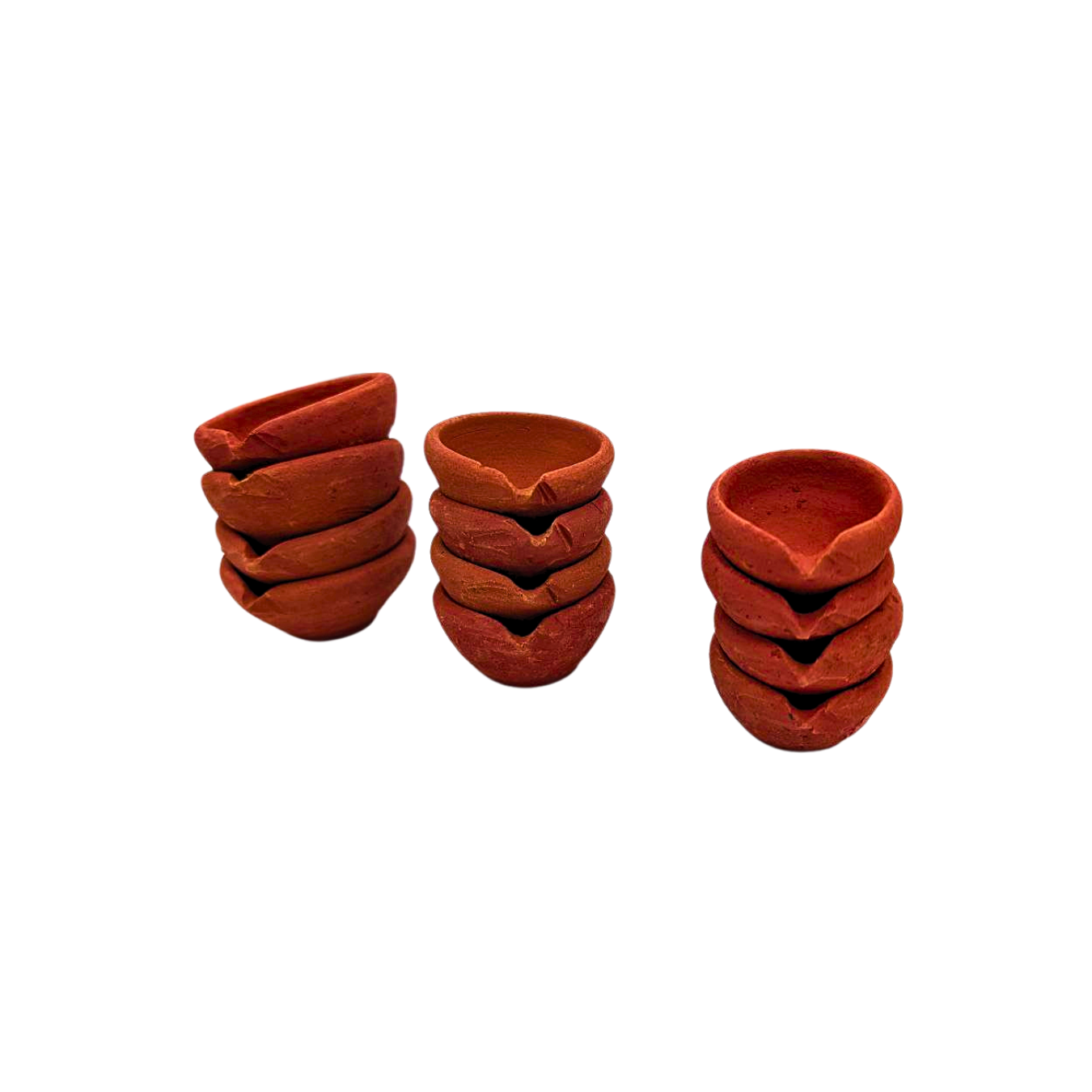 Set of 4 Handmade Clay Round Diyas – Available in 3 Sizes (6cm, 5cm, 4cm)