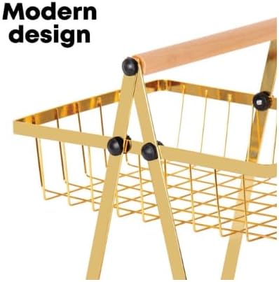 2-Tier Metal Fruit Basket Stand – Detachable Wire Storage Organizer for Countertop Display – Fruit, Vegetable, Snack Holder for Kitchen, Dining Room, Office, Pantry, or Tabletop Decor
