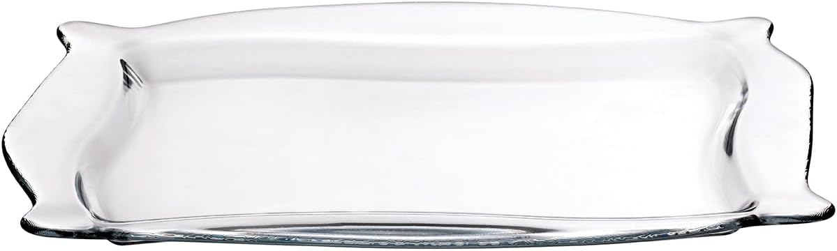 Rectangular Glass Serving Tray 34x22cm Clear Platter for Cakes Snacks Fruits