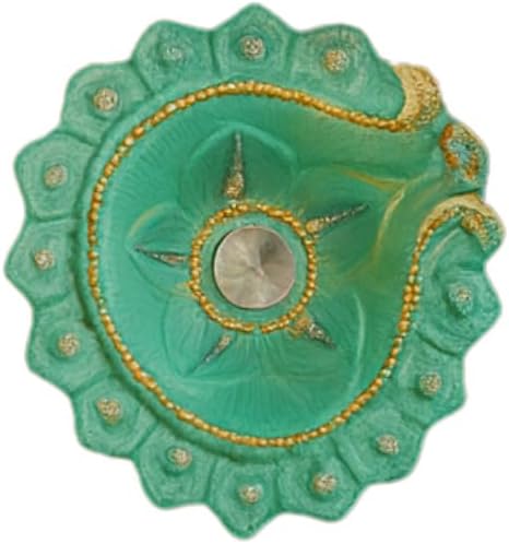 4 x Handmade Colourful Clay/Mitti Diyas for Diwali Pooja