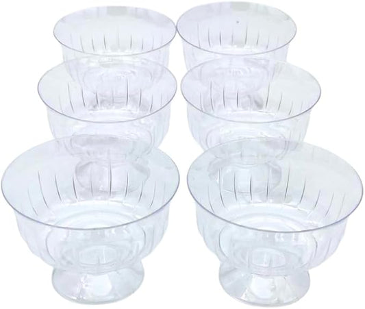 6 x Plastic Dessert Bowls – Clear Reusable Trifle Bowls, Ice Cream Cups, Sundae Dishes