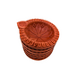 Handcrafted Clay Round Diya Set of 6 - Floral & Plain Variants (6cm & 7cm)