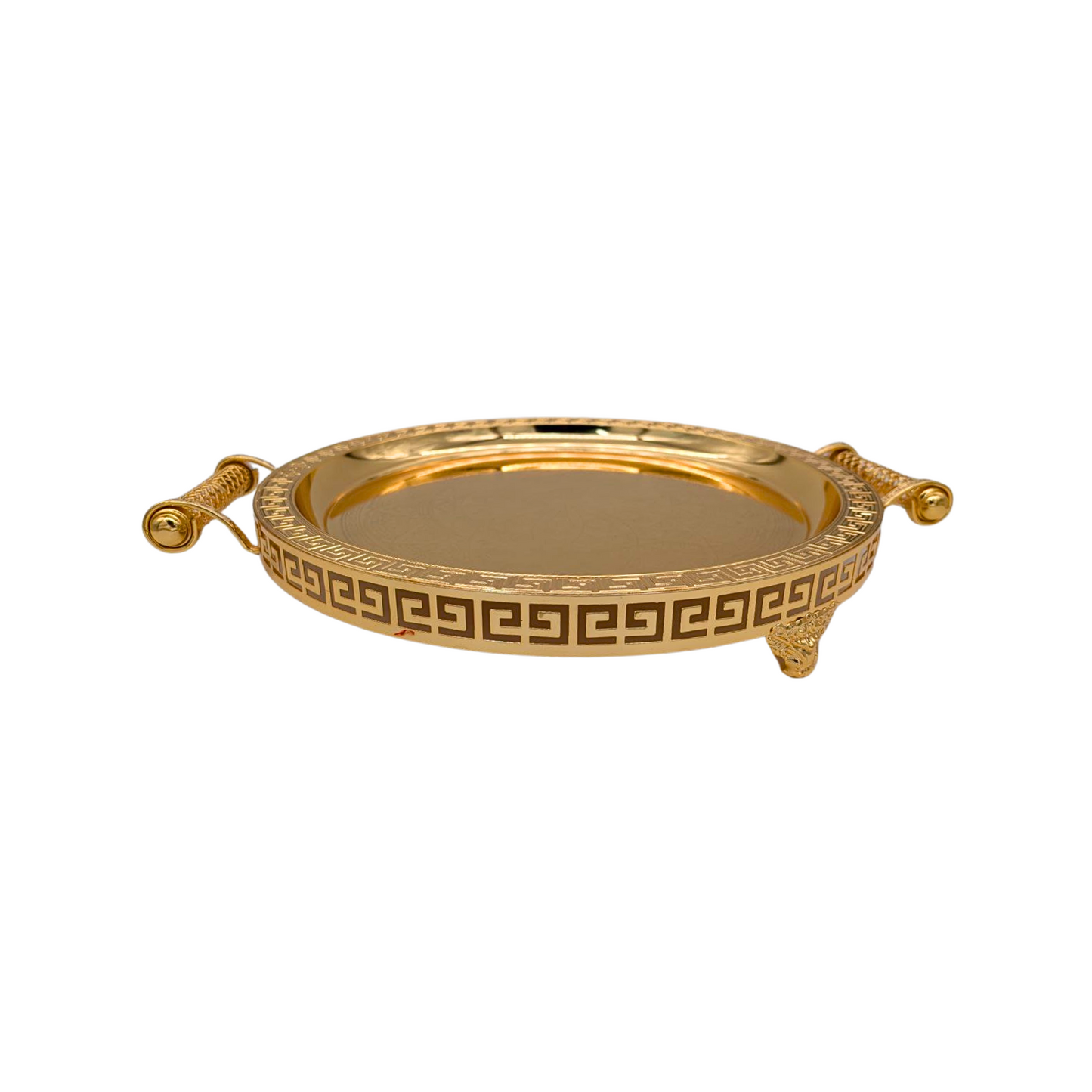 Tri-Star Round Golden Serving Tray - 39cm