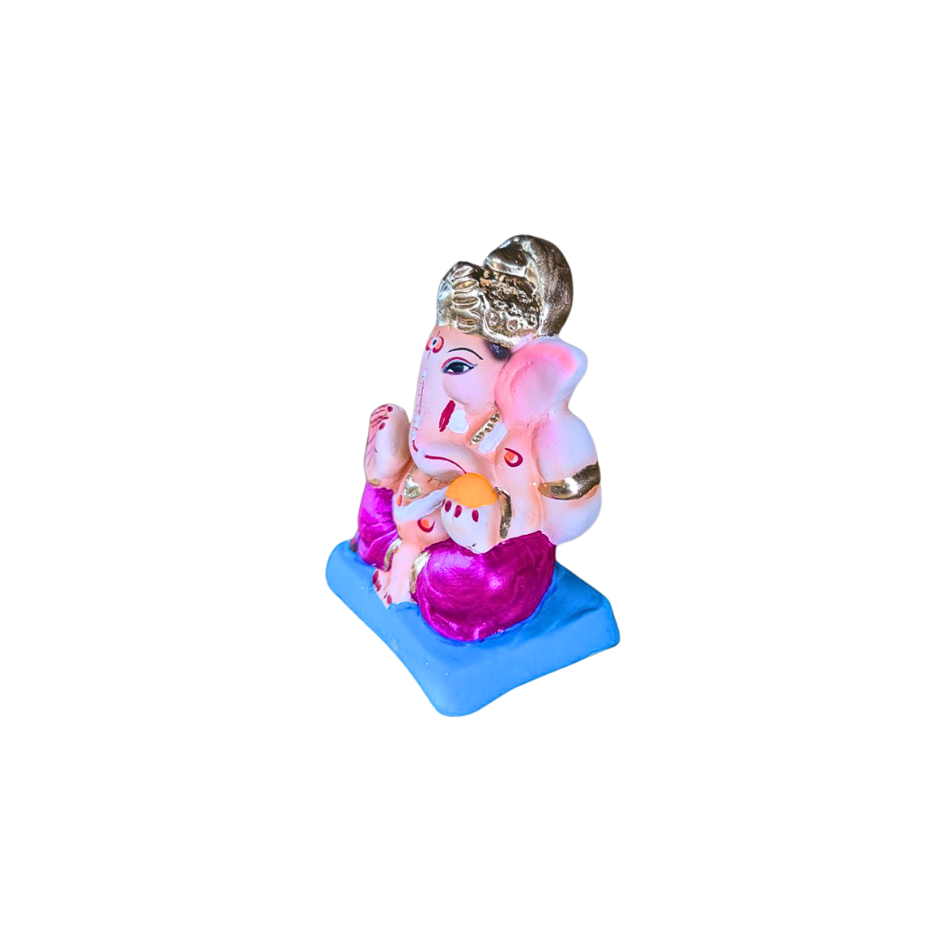 Handmade Clay Ganpati Idol – 9cm Width x 12cm Height