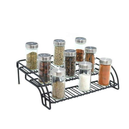 3 Tier Cupboard Storage Organiser Rack Kitchen Pantry Cabinet Shelf Stand Black