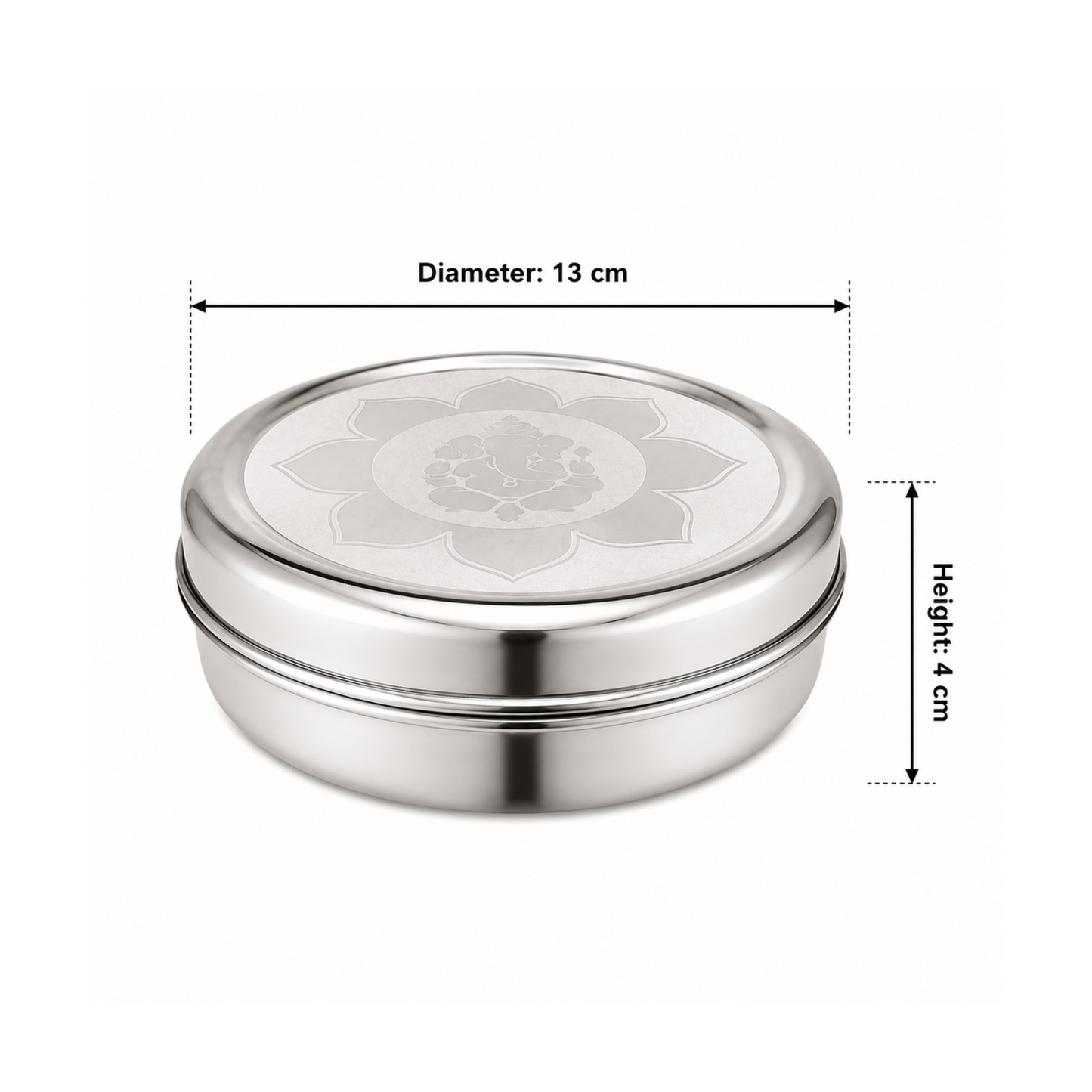 Stainless Steel Pooja Box with 7 Removable Katoris & Engraved Lid