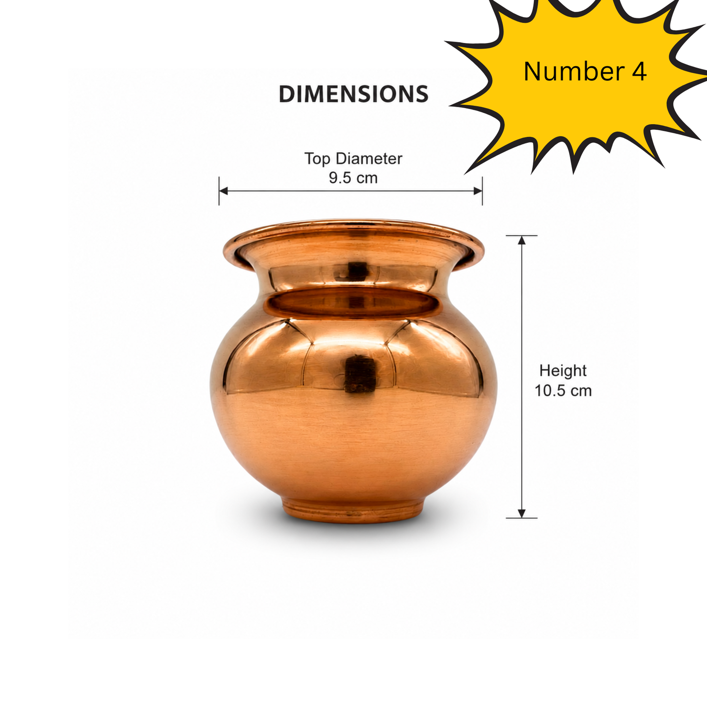 Copper Lota Kalash for Puja, Prayer & Copper Water Pot for Hindu Rituals