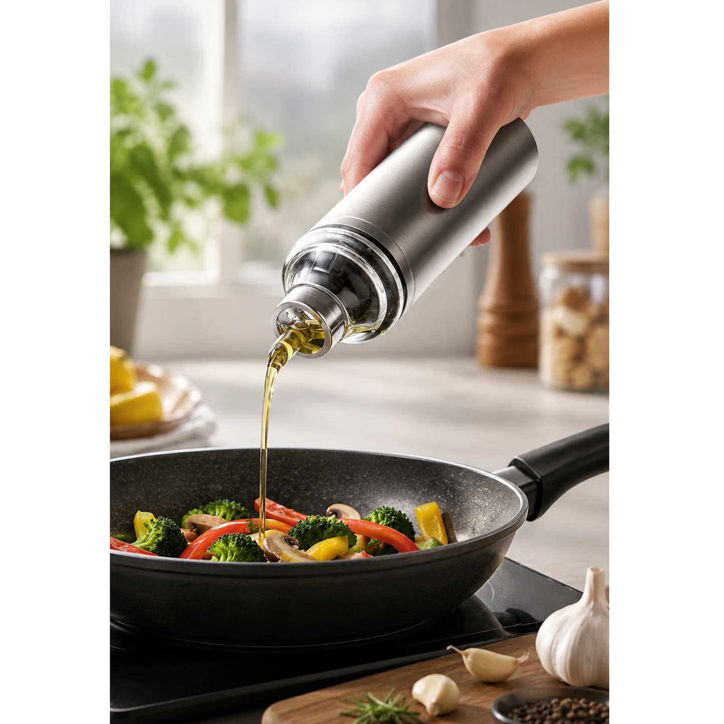 500ml Stainless Steel Oil Dispenser Bottle with Precision Pouring Spout