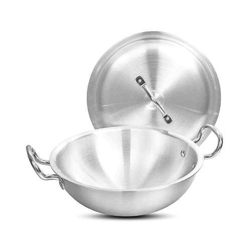 Klassic Round Aluminum Karahi Wok with Lid - 34cm