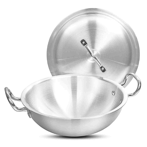 Klassic Round Aluminum Karahi Wok with Lid - 40cm