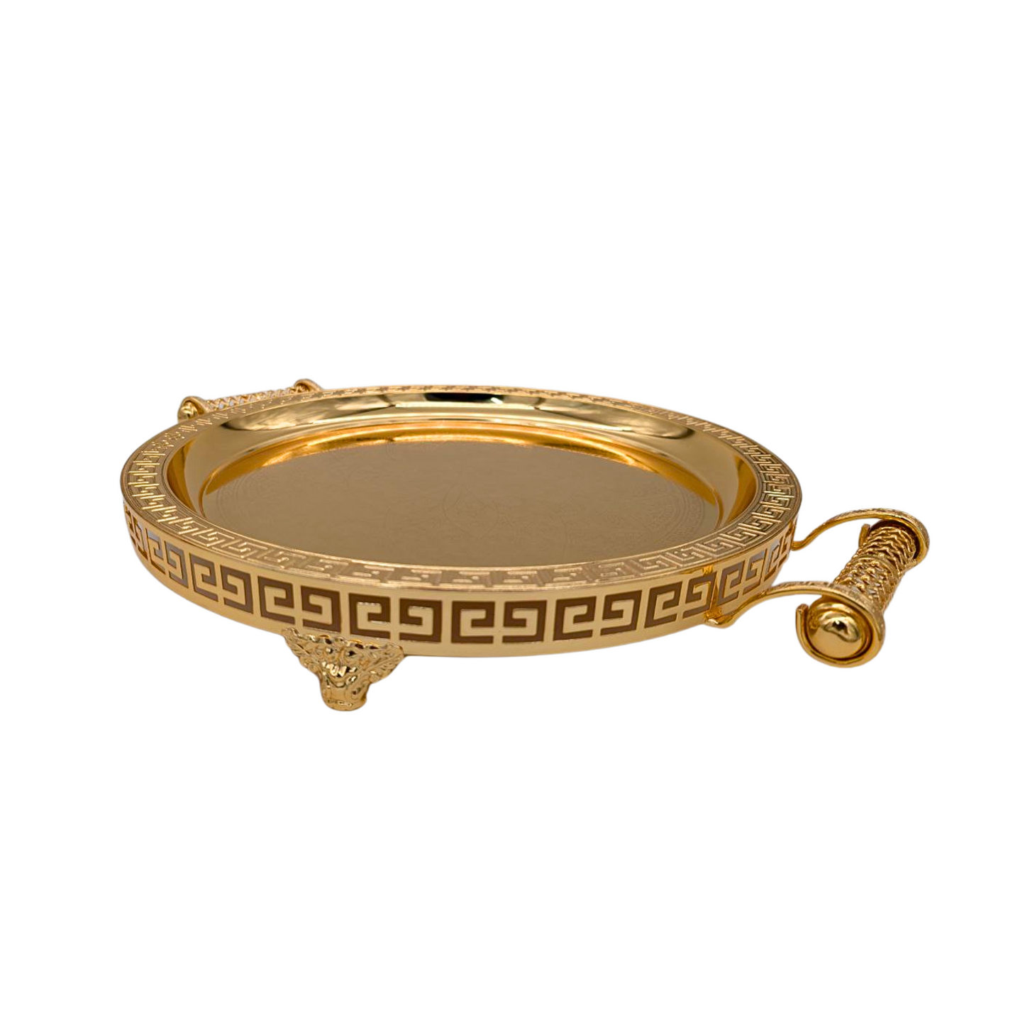 Tri-Star Round Golden Serving Tray - 39cm