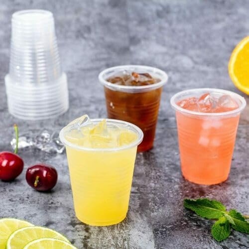 100 x Clear Plastic Cups 180ml/6oz Reusable Disposable Party Drink Glasses