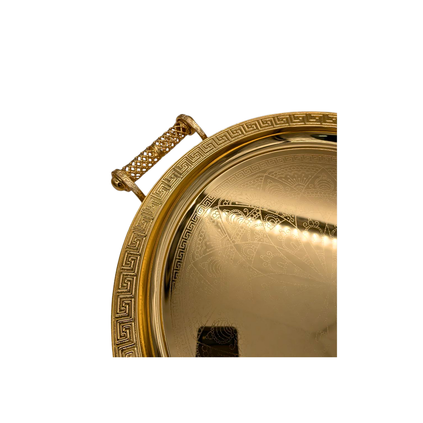 Tri-Star Round Golden Serving Tray - 39cm